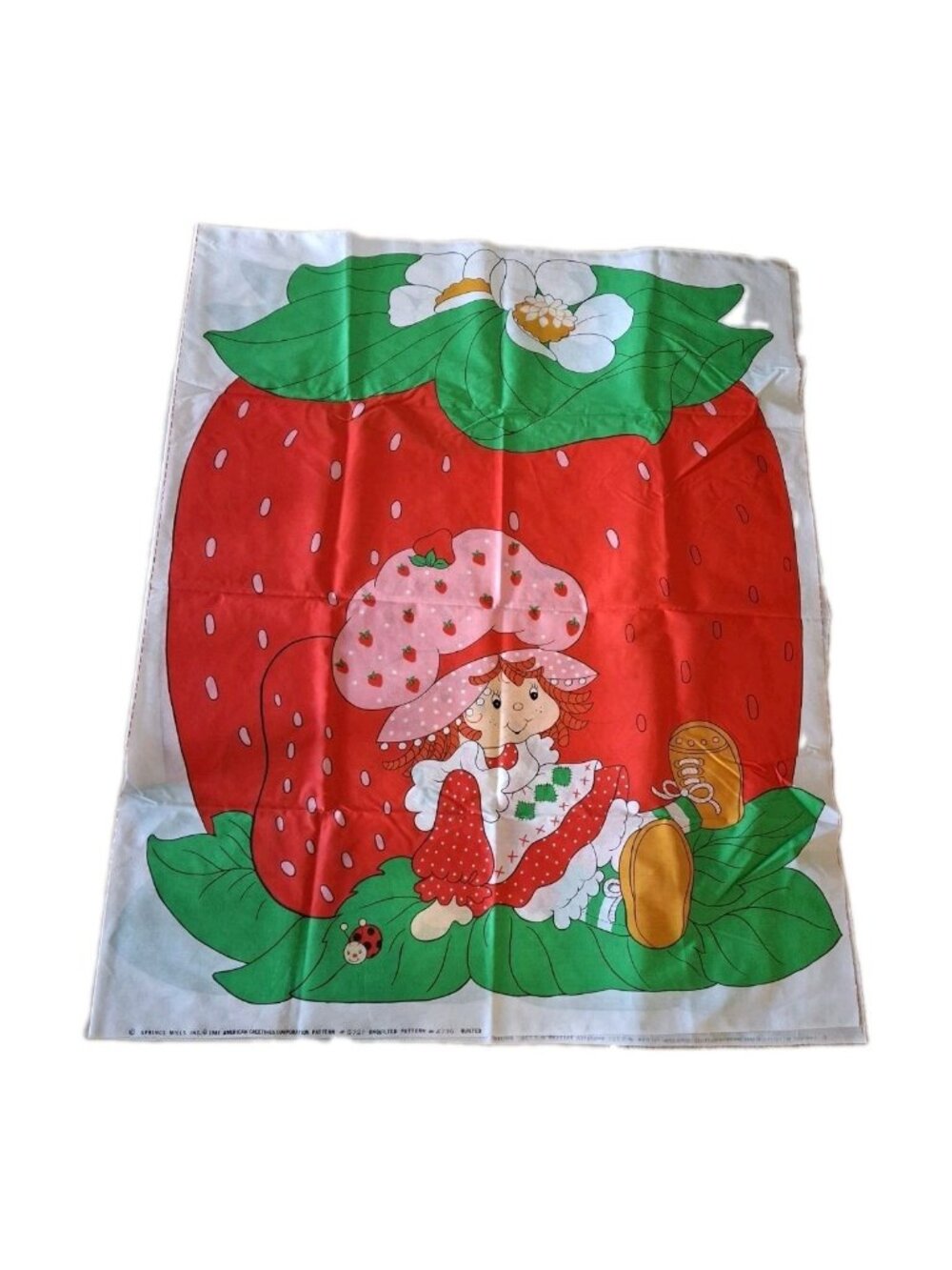 Vintage 1981 Strawberry Shortcake Quilt Fabric Panel Large Springs Mills 5721